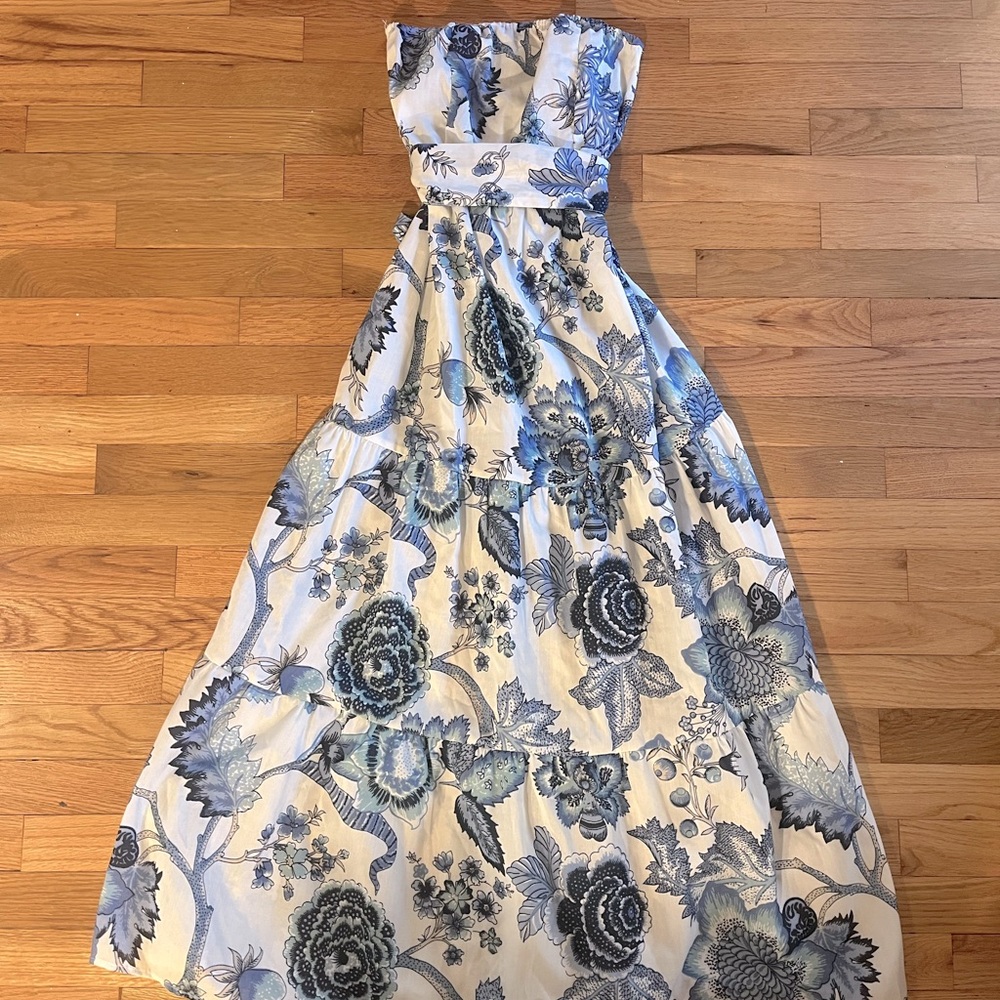 SOLD: Tea-length strapless sundress